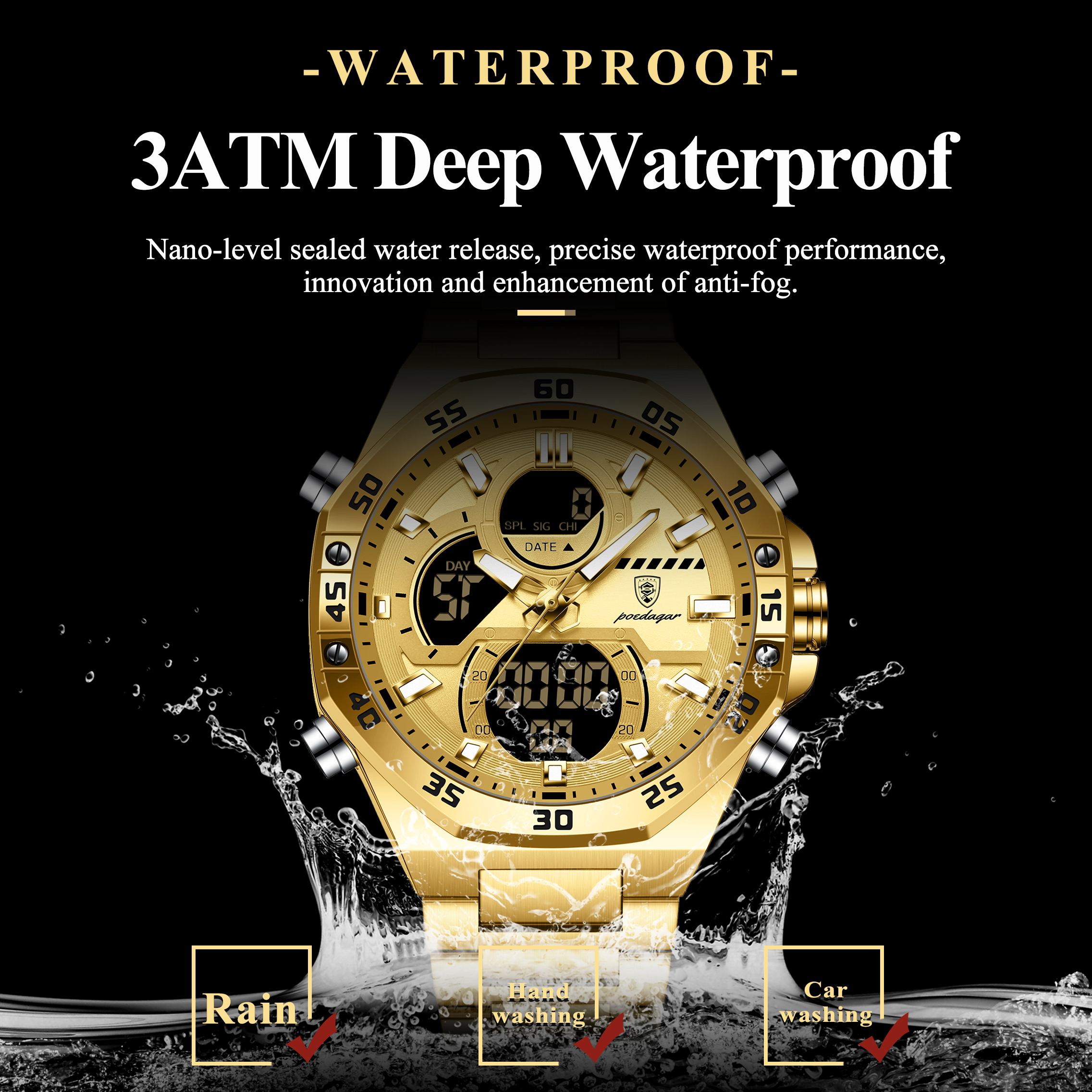 POEDAGAR Sport Men Watch LED W - Accessories With Watch 리뷰 및 가격