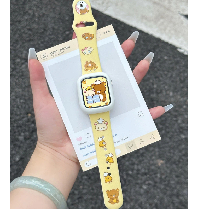 Cute Rilakkuma Print Silicone  - Silicone Band Replacement 리뷰 및 가격