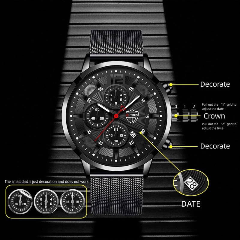 DEYROS Mens Fashion Minimalist - Stainless Mesh Band 리뷰 및 가격