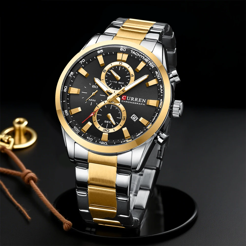 CURREN Casual Quartz Chrono Sp - Accessories With Watch 리뷰 및 가격