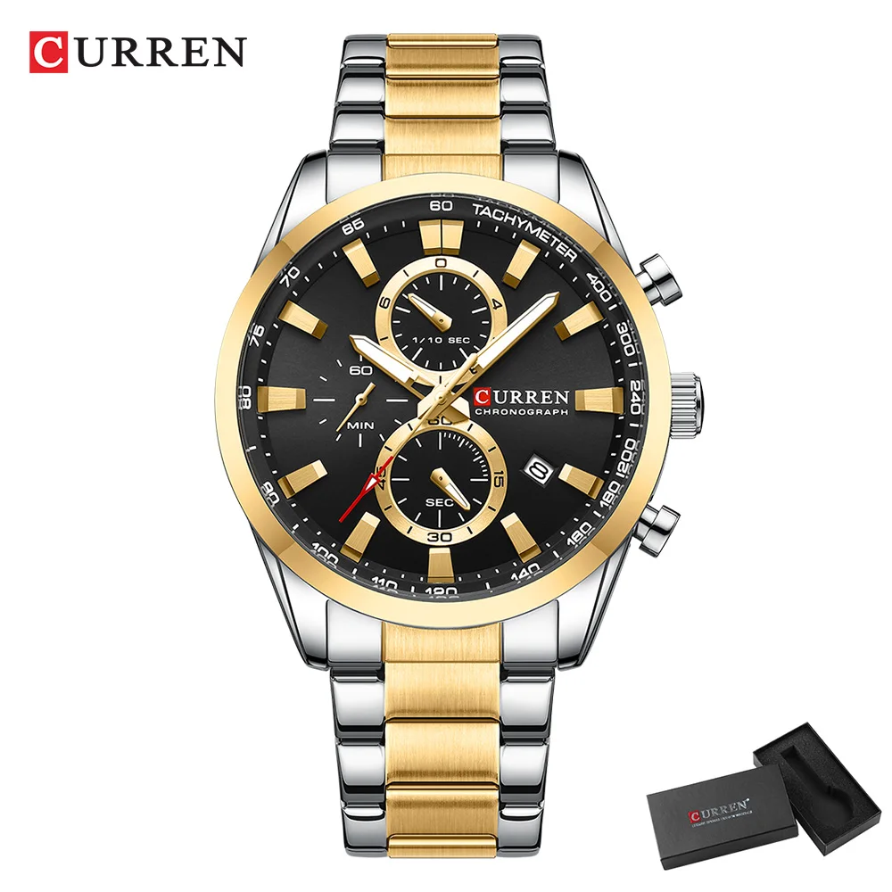 CURREN Casual Quartz Chrono Sp - Accessories With Watch 리뷰 및 가격