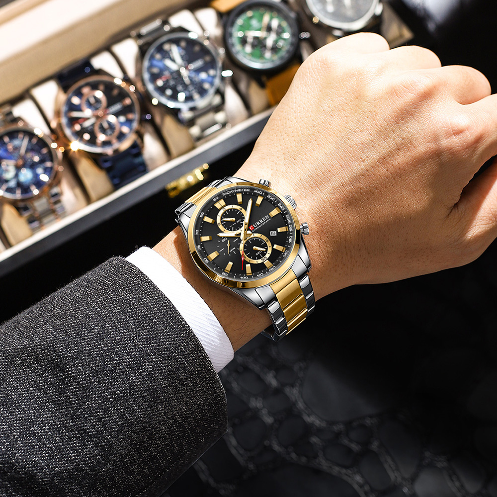 CURREN Casual Quartz Chrono Sp - Accessories With Watch 리뷰 및 가격