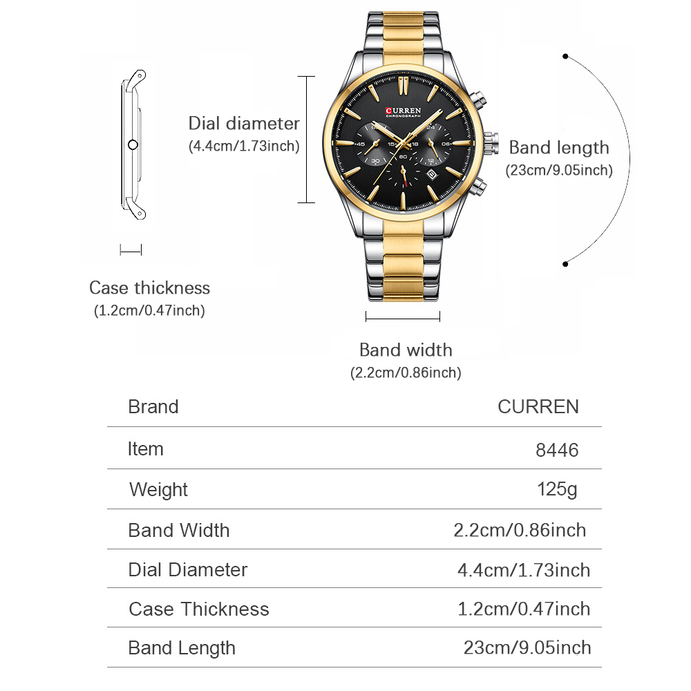 CURREN Casual Quartz Chrono Sp - Accessories With Watch 리뷰 및 가격