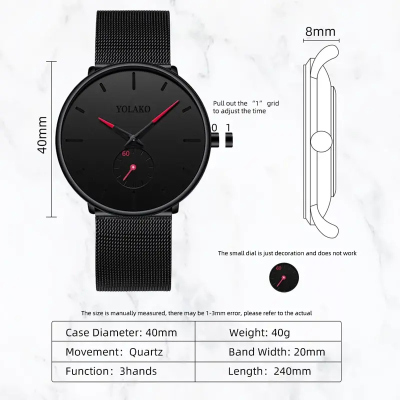 YOLAKO Mens Fashion Minimalist - Stainless Mesh Band 리뷰 및 가격
