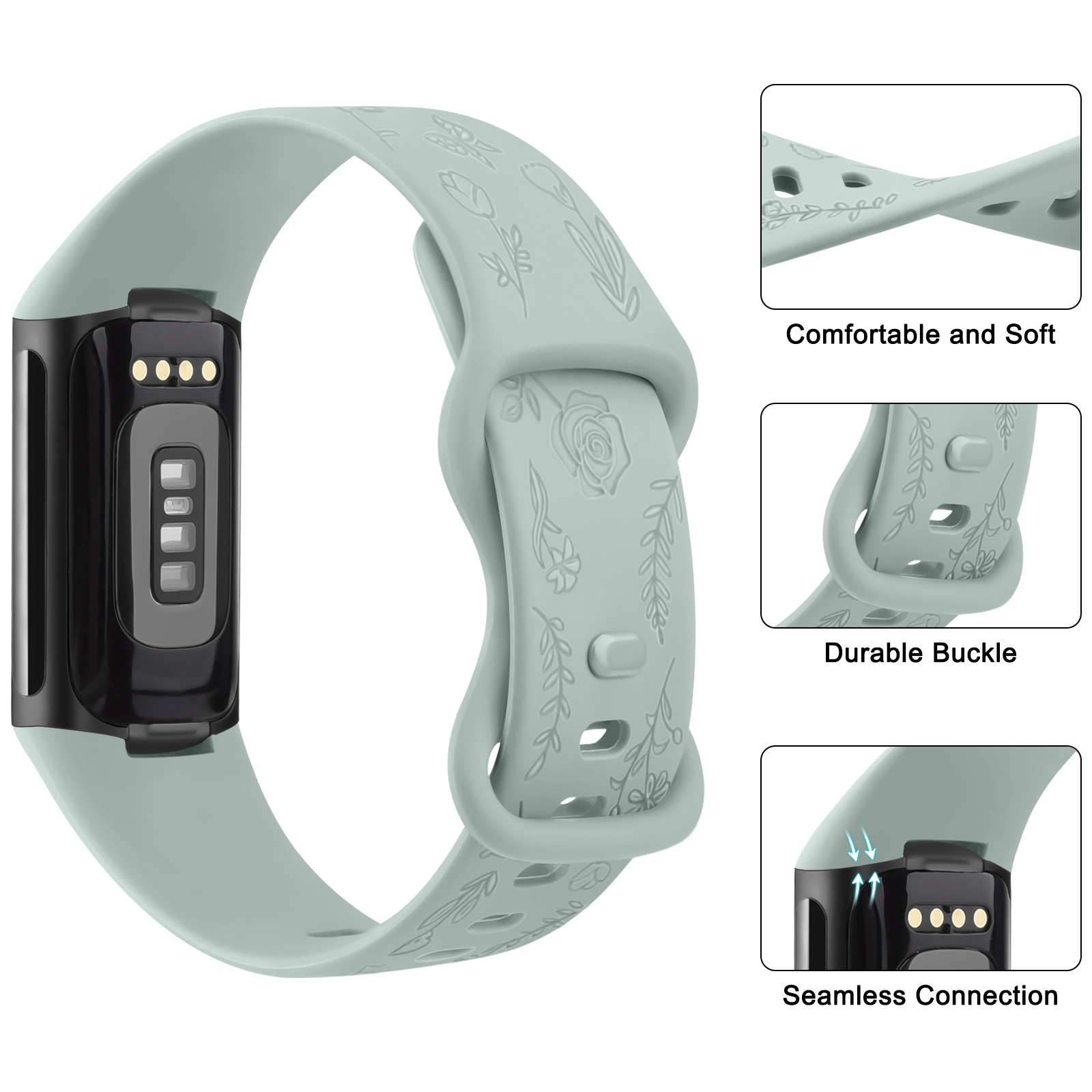 Flower Engraved Watch Strap Fo - Silicone Band Replacement 리뷰 및 가격