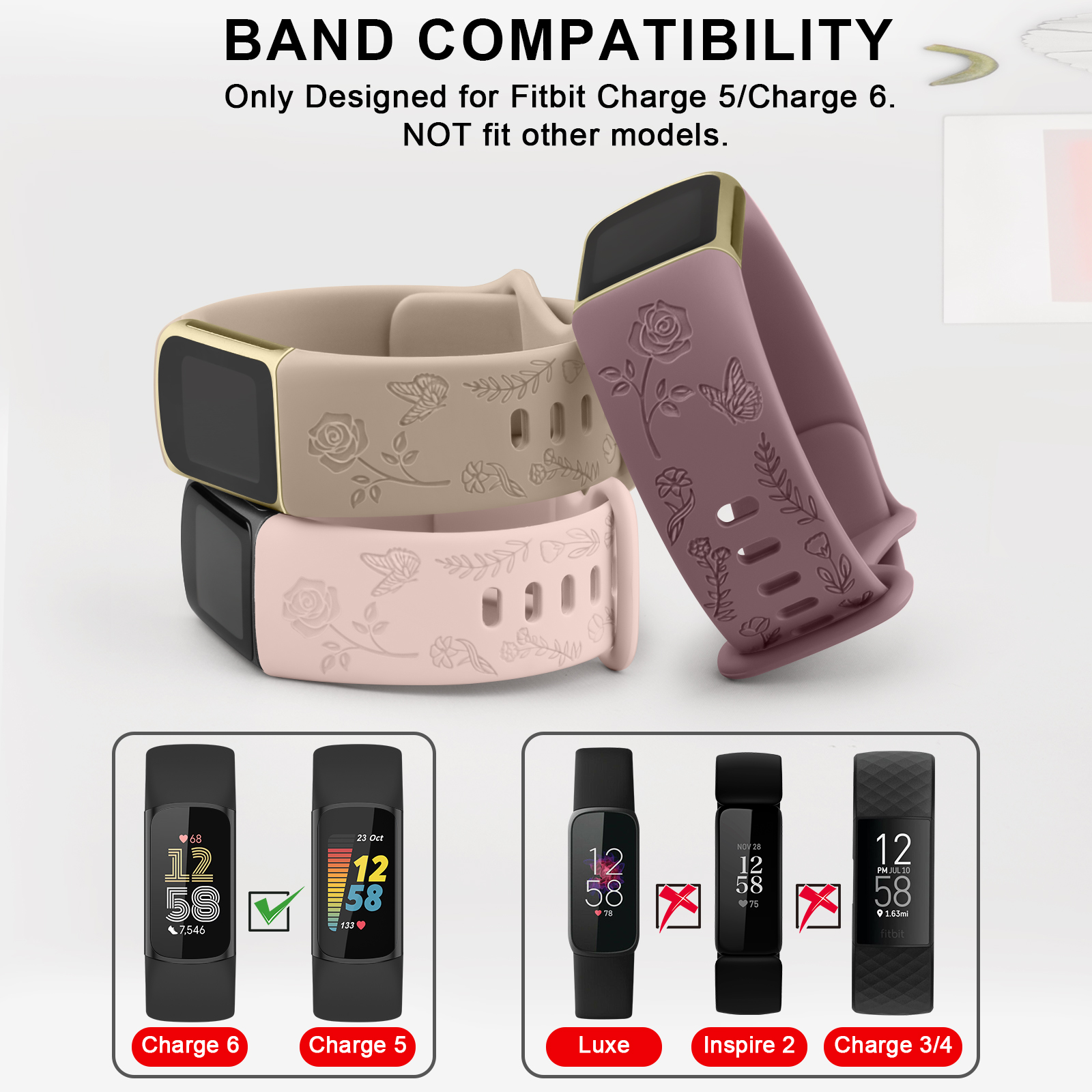 Flower Engraved Watch Strap Fo - Silicone Band Replacement 리뷰 및 가격