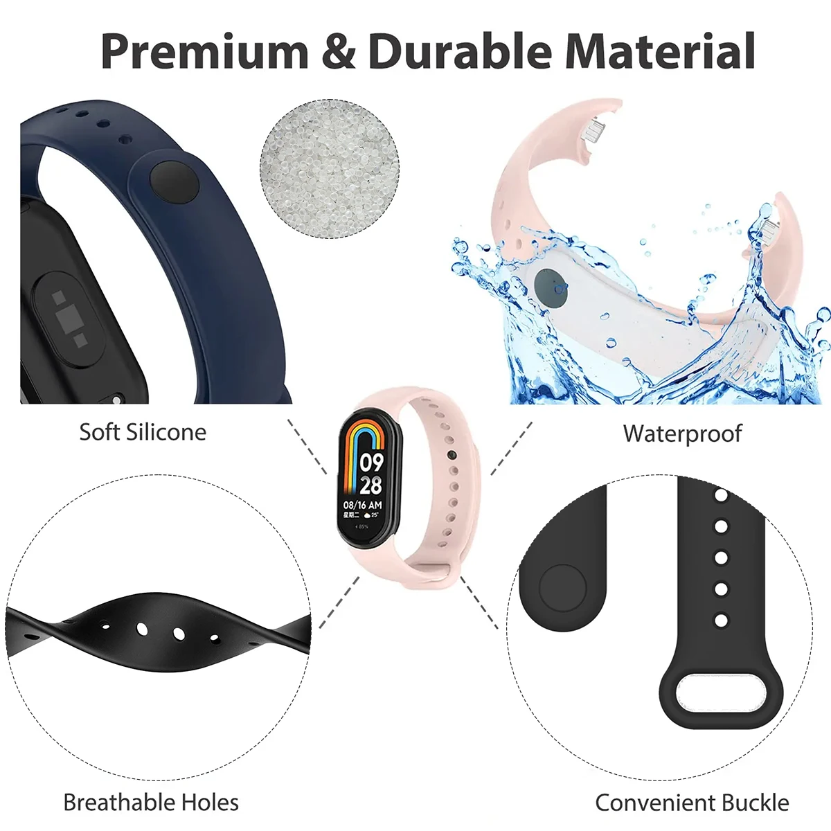 Strap for Xiaomi Mi Band 9/9 N - Silicone Band Replacement 리뷰 및 가격