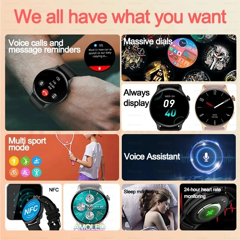 Women Smartwatch NFC AMOLED Sc - Smartwatch Custom 리뷰 및 가격